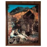 Mountain Waterfall Landscape Photography Print in Wood Frame