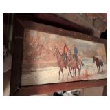 Western Horse Riders Oil Painting on Wood Panel