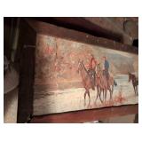 Western Horse Riders Oil Painting on Wood Panel