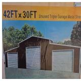 Unused SDLanch 42x30ft Triple Bay Metal Garage Shed Kit SDL4230TGMS