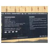 Steel Carport with Enclosed Sidewalls - 20x20 ft