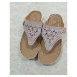 Women's Grey Cutout Floral Thong Sandals size 37 Women's Grey Cutout Floral Thong Sandals size 37