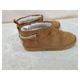 Brown Ankle Boots with Gold Chain Detail Guess brand size 10 Brown Ankle Boots with Gold Chain Detail Guess brand size 10