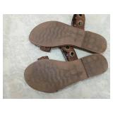 Brown Leather Sandals with Brass Grommets size 10m Brown Leather Sandals with Brass Grommets size 10m