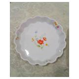 Floral Porcelain Serving Set - Round Quiche Dish and Square Platter Floral Porcelain Serving Set - Round Quiche Dish and Square Platter