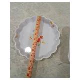 Floral Porcelain Serving Set - Round Quiche Dish and Square Platter Floral Porcelain Serving Set - Round Quiche Dish and Square Platter