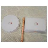 Floral Porcelain Serving Set - Round Quiche Dish and Square Platter Floral Porcelain Serving Set - Round Quiche Dish and Square Platter