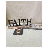 Faith Love Word Signs with Decorative Letter C Hook Faith Love Word Signs with Decorative Letter C Hook