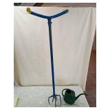 Garden Tool Set - Blue Cultivator 40 inches tall and Green Watering Can Garden Tool Set - Blue Cultivator 40 inches tall and Green Watering Can