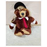 Patriotic Teddy Bear with American Flag Cape and blonde wig hat Patriotic Teddy Bear with American Flag Cape and blonde wig hat