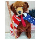 Patriotic Teddy Bear with American Flag Cape and blonde wig hat Patriotic Teddy Bear with American Flag Cape and blonde wig hat