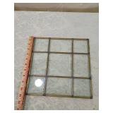 Brass Framed 9-Panel Glass Window Brass Framed 9-Panel Glass Window
