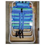 Tall Beach Chairs for Adults, 17" High Backpack Beach Chair with Wooden Armrests, 5 Positions Reclining Heavy Duty Chair with Large Cooler Pouch, Support to 350LBS Striped Blue&Green,1pack - Retail: $