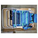 Tall Beach Chairs for Adults, 17" High Backpack Beach Chair with Wooden Armrests, 5 Positions Reclining Heavy Duty Chair with Large Cooler Pouch, Support to 350LBS Striped Blue&Green,1pack - Retail: $