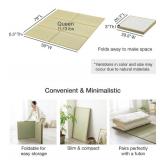 Japanese Tatami Mattress, Tatami Rug, Igusa Mat (Japanese Rush Grass) Foldable, Made in Japan (Natural, Queen) - Retail: $376