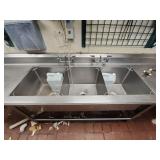 Commercial 19ft Stainless Steel 3-Compartment Sink with Wall Shelving