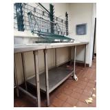 Commercial 19ft Stainless Steel 3-Compartment Sink with Wall Shelving