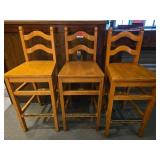 Tall Wooden Bar Stools - Set of 3