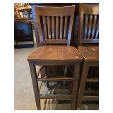 Solid Wood Slat Back Bar Stools - Set of 4