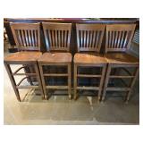 Solid Wood Slat Back Bar Stools - Set of 4