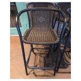 Wicker Bar Stools with Metal Frame - Set of 6