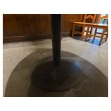 Round Oak with French Terracotta Tile Pedestal Dining Table