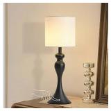 Table Lamp for Bedroom, Cordless Bedside Lamps for Living Room, Touch 3-Way Dimmable Desk Lamp for Night Stands, Rechargeable, Battery Operated Lamp with Fabric Shade for Dorm, Home Office (Black)