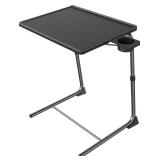 HUANUO Adjustable TV Tray Table - TV Dinner Tray on Bed & Sofa, Comfortable Folding Table with 6 Height & 3 Tilt Angle Adjustments (Black)