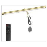 9W Picture Light Plug in, 24\" Adjustable LED Art Light with Remote Control, Dimmable Wall Light for Picture Display Dartboard Art Work (Gold