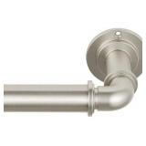 MODE Industrial Room Darkening Collection 1 1/8\" Diameter Industrial Curtain Rod Set with Steel Wall Mounted Adjustable Curtain Rod, Blocks Light, Fits 72 to 144" Windows, Brushed Nickel