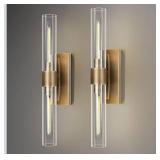 Modern Brass and Glass Wall Sconces, 24\" Vanity Lights for Bathroom 2 Lights, Horizontal or Vertical Linear Wall Sconce,Indoor Sconces Wall Lighting,Bathroom Wall Sconce Set of Two Retail:$300