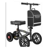 350 Lbs Capacity Foldable All Terrain Knee Scooter Walker - Economical Foot Injury Crutch Alternative - Black