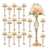 20 PCS 20.5 Inch Metal Flower Arrangement Stand Wedding Metal Twist Flower Vase Stand Elegant Candle Holder for Reception Party Hotel Home Decor(Gold