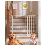 InnoTruth 29.5 - 40.75" Baby Gate for Stairs, 30\" Tall Dog Gates for Doorways & Hallways, Safety Gate for Kids & Pets, Pressure-Mounted Walk-Through with Dual Lock & 2-Way Swing, White