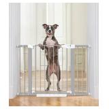 Cumbor 29.7-46\" Baby Gate for Stairs, Gifts for Mom-Auto Close Dog Gate for The House, Easy Install Pressure Mounted Pet Gates for Doorways, Easy Walk Thru Wide Safety Gate for Dog, Gray
