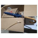 SoulRain 48\" Large Umbrella Windproof Stick Umbrellas for Rain, Automatic Open, Vintage Cane Navy Blue big Umbrella with Classic Wooden Handle,Open for 2 Persons adult,for Women & Men(Navy Blue)