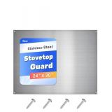 Stainless Steel Backsplash for Stove 24\"x30\" Stove Backsplash Protector for Wall Metal Range Splash for Kitchen Wall with Screw Included 0.0276\" Thick)