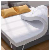 PERLECARE 3 Inch Gel Memory Foam Mattress Topper for Pressure Relief, Premium Soft Cooling Sleep, Non-Slip Design with Removable & Washable Cover, CertiPUR-US Certified - Queen