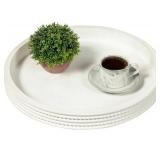 Carah & Cossh Decorative Fir Wood Tray, 16-Inch Round, White