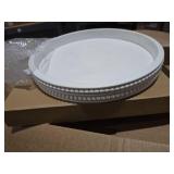 Carah & Cossh Decorative Fir Wood Tray, 16-Inch Round, White