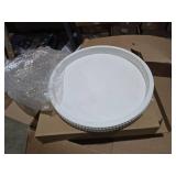 Carah & Cossh Decorative Fir Wood Tray, 16-Inch Round, White