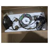 Tiffany Lamp Stained Glass Desk Reading Bedside Light, Metal Leaf Table Lamp Base 5X6X17 Inches Decor Small Space Bedside Bedroom Home Office (Red Flowers Style)