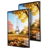 Poster Frame | 24x36 In, Black, Set of 2 | Front-Loading Metal Snap Frame | Coated Aluminum/High-Definition Plexiglass | for Posters/Pictures