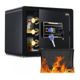 ADIMO Home Safe Box, 1.2 Cubic Feet Security Safe with Fireproof Waterproof Money Bag, Digital Keypad and Dual Key System, Personal Lock Money Box for Home Office Valuable Document Black