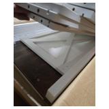 White Coffee Bar Cabinet with Storage, Farmhouse Coffee Bar Cabinet, Coffee Bar Table with Sliding Barn Door, Coffee Bar & Adjustable Shelves, for Kitchen, Dining Room, Living Room