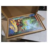 Vintage Open Window Henri Matisse Wall Art, Blue Italian Coastal Landscape Painting Wall Decor, Italy Mediterranean Country Poster Canvas Prints for Living Room Bedroom 16x24 inch Wood Framed