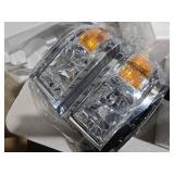 Headlight Assembly for 2014-2015 Chevy Silverado 1500 Halogen OE Style Amber Chrome Housing Reflector Driver Passenger Sides W/O Bulbs