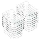 CiWiVOKi 12 Pack Clear Plastic Storage Bins, Acrylic Organizer and Containers with Handle for Pantry, Cabinet, Closet, Refrigerator, Freezer, Bathroom, Kitchen Under Sink Storage