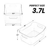 CiWiVOKi 12 Pack Clear Plastic Storage Bins, Acrylic Organizer and Containers with Handle for Pantry, Cabinet, Closet, Refrigerator, Freezer, Bathroom, Kitchen Under Sink Storage