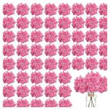 100PCS Artificial Hydrangea Flowers, Fake Flowers Silk Hydrangea Full Flowers Heads with Stems for Wedding Home Party Shop Baby Shower Decor (Bubble Pink)